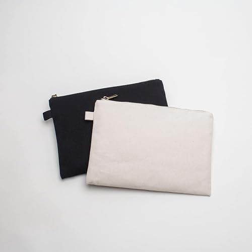 YONBEN Zipper Pouch Storage Bag - Simple and Stylish Women's Cosmetic and Travel Bag - Cotton Canvas - Ideal for Stationery thumbnail 5