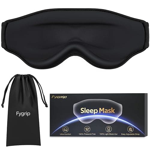 Fygrip 3D Cooling Eye Mask Sleep Mask for Men & Women, 100% Pressure-Free & Light Block-Out Eye Mask for Sleep with Easy Adjustable Strap, Night Eye Cover for Travel, Black - Black - Image 1