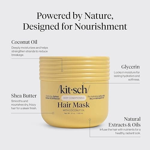 Kitsch Deep Conditioning Hair Mask – Moisturizing Hair Mask for Damaged Hair with Coconut Oil – Hydrating, Strengthening & Frizz-Reducing Hair Care Treatment for Curly, Coily & All Hair Types - 10 oz thumbnail 6