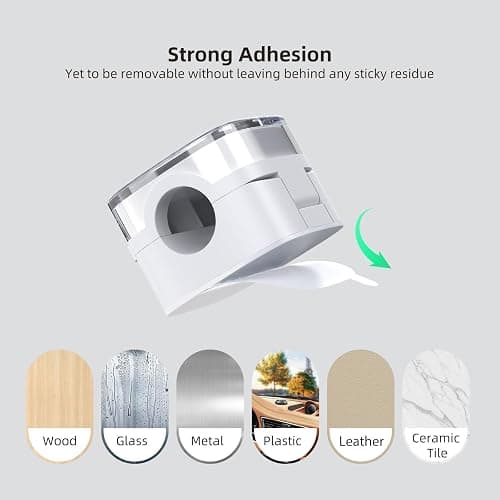 TIKIWIK Cord Holder, 6 Pack Magnetic Cable Clips, Strong Adhesive Cord Holder for Nightstand Desk Organizer Kitchen Appliances Car Wall Office Phone Wire Keeper, Clear White thumbnail 5