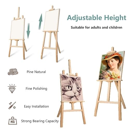 Easel Stand for Wedding, Easel Display Stand 59" Canvas Stand for Painting Wedding Poster, Wedding Welcome Sign with Stand, Wedding Table Plan Board, Wooden Easel Stand for Painting, Art Poster Easel thumbnail 4