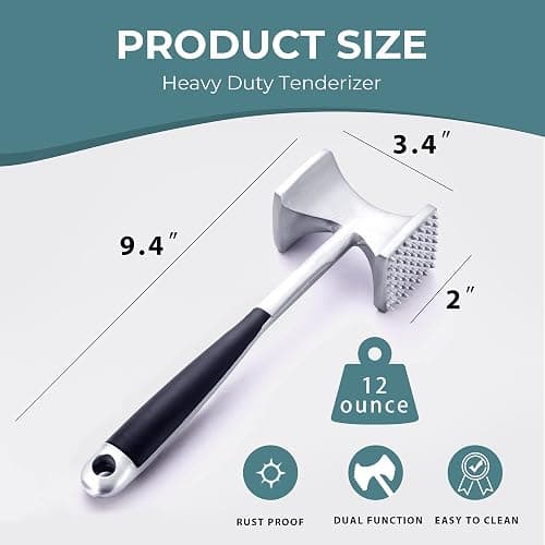 KITEXPERT Meat Tenderizer Hammer with Comfortable-Grip Handle, Dual-side Mallet for Kitchen, Heavy Duty Pounder For Tenderizing Steak, Beef and Fish thumbnail 2