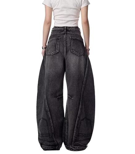 BeRamg Baggy Jeans for Woman Men High Waisted Barrel Leg Jeans Trendy Boyfriend Denim Pants Vintage Streetwear Clothes thumbnail 5