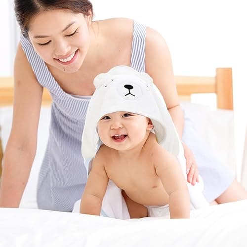 Serviette de Bain à Capuche pour Bébé, 3 pièces Cape de Bain Bébé, Serviette à Capuche en Bambou,Sortie de Bain Super Absorbante, Serviettes pour Enfants en Bas âge avec Trois Motifs thumbnail 7