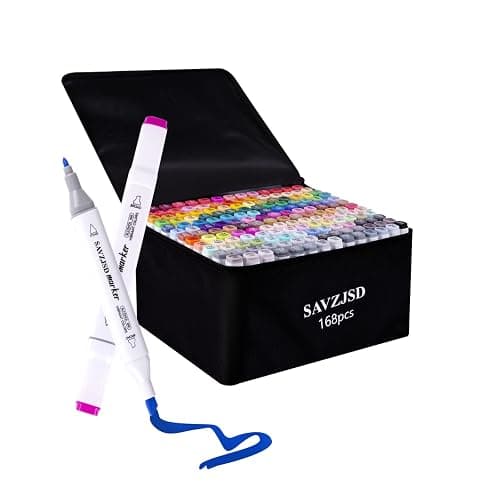 SAVZJSD 168 Colors Alcohol Markers, Dual Tip Markers for Kids or Adults in Coloring, Painting(Fine & Broad) - Image 1