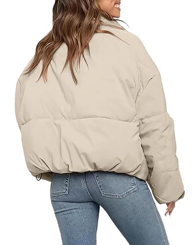 WHN Women Puffer Jacket Coat Winter Quilted Outerwear 2025 Trendy Long Sleeve Puffy Warm Casual Outfit thumbnail 5