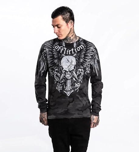 Affliction Men's Long Sleeve T-Shirt, Skull Wing Design, Graphic Print thumbnail 3