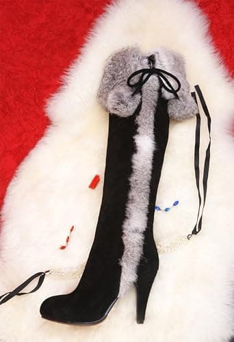 APHNUS Womens Boots Winter Fur Snow Tall Over The Knee Thigh High Boots thumbnail 5