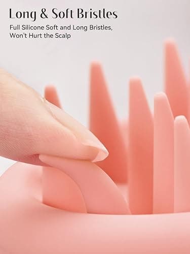 HEETA Scalp Massager Hair Growth, Scalp Scrubber with Soft Bristles, Integrated Silicone Design, Exfoliator for Dandruff Removal & Relaxation, Shampoo Brush Fit Wet Dry Hair Use, Light Pink thumbnail 2