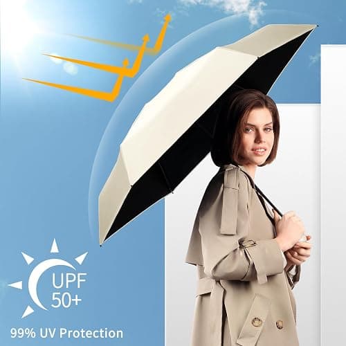 Yoobure Travel Umbrella Portable Compact Umbrellas, Pocket Mini for Purse, Umbrellas for UV Sun & Rain Small for Backpack, Umbrella with Case Folding for Kids Women thumbnail 5