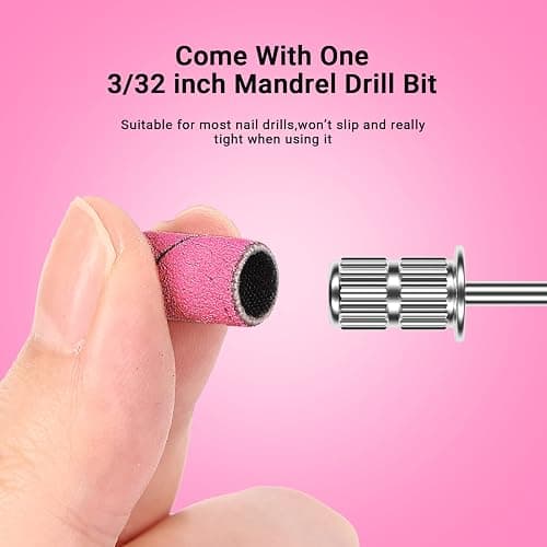 MelodySusie 100 Pcs Nail Drill Bits Sanding Bands for Nail Drill 180 Fine Grit Nail File Sanding Bands for Acrylic Nails Gel Manicures and Pedicure - 180 Grit - Pink thumbnail 6