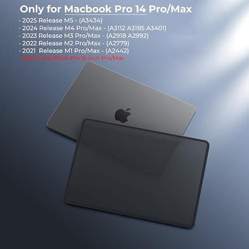BlueSwan Anti-Cracking Hard Shell Case Compatible with MacBook Pro 14-inch M5 2025 2024-2021 Release M4 M3 M2 M1 Pro/Max Chip, Anti-Fingerprint Soft TPU Bumper, Frosted Black thumbnail 8