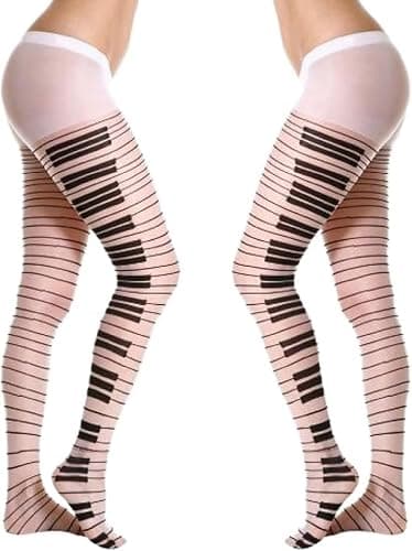 SQYZRZ Y2K Scene Womens Whimsy Twee Piano Tights Funky Patterned Stockings Emo Goth Whimsy Clothes Y2k Aesthetic thumbnail 2