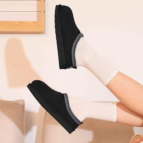 OOW Genuine Suede Slippers for Women with Memory Foam Fuzzy House Shoes for Indoor Outdoor thumbnail 2