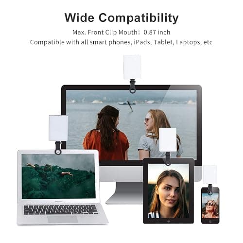 Newmowa 60 LED High Power Rechargeable Clip Fill Video Conference Light with Front & Back Clip, Adjusted 3 Light Modes for Phone, iPhone, Android, iPad, Laptop, for Makeup, TikTok, Selfie, Vlog thumbnail 2