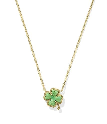 Kendra Scott Womens Clover Short Pendant Necklace Gold Lime Green Magnesite One Size One Size - Image 1