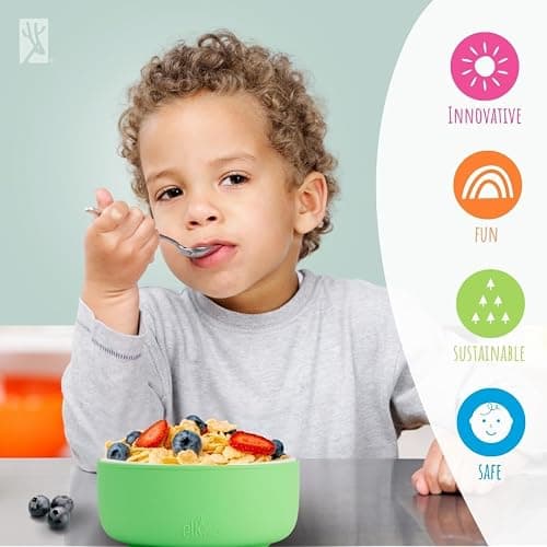Elk and Friends Kids Porcelain Bowls with Silicone Sleeve | Kids/Toddler/Baby Feeding | Microwave & Dishwasher Safe | Non Slip | Cereal/Soup/Snack Dishes & Dinnerware thumbnail 9