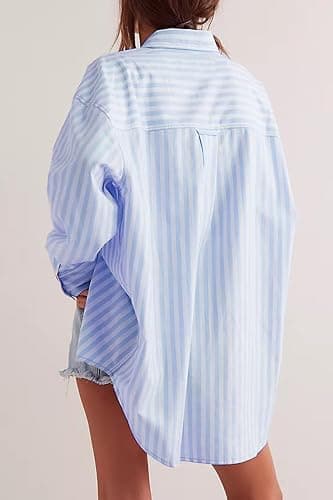 Women's Striped Button Down Long Sleeve Blouse thumbnail 5
