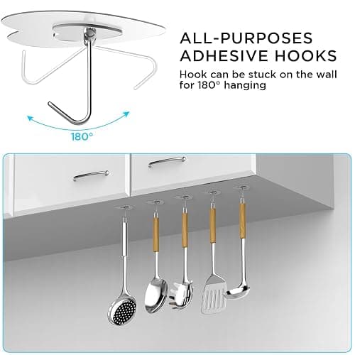 Adove Adhesive Hooks for Hanging, 24 Pack Heavy Duty Wall Hooks, Towel Coat Hooks Waterproof, Transparent Self Adhesive Sticky Hook for Kitchen Keys Glass Door,No Nail Utility Ceiling Hooks thumbnail 2