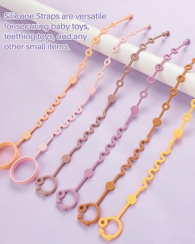 LittleHugs Toy Straps for Baby, 6pcs Adjustable Toy Holder for Stroller Accessories, Silicone Tether Pacifier Clip, No Throw Travel Essential Leash for High Chair, Car Seat thumbnail 5
