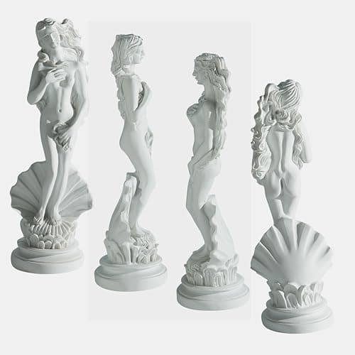 KIKITOY Aphrodite Statue The Birth of Venus on Half-Shell 7.6 Inch - Greek Roman Goddess Sculpture, Handmade Resin Art Figurine Classical White Statue, Home & Office Decor thumbnail 6