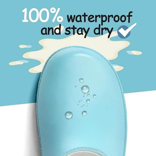 K KomForme Kids Rain Boots, Waterproof Rubber Matte Boots with Easy-on Handles thumbnail 3