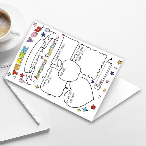 Hongshan Thank You Card for Teacher,Fill in the Blanks,Funny Appreciation Card Gift,Teacher Thank You Gifts Card from School Kids Students with Envelopes thumbnail 6