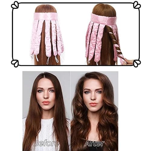 Pink Heatless Hair Curler Silk New Upgradeed No Heat Curling Rode Headband for Long Hair Soft Hair Curls with Removeable & Adjustable To Sleep In Hair Curls thumbnail 6