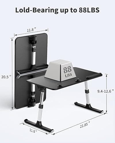 SAIJI Height & Angle Adjustable Laptop Stand for Bed, Lap Desk Bed Tray Table, Light Weight Foldable Portable Laptop Table for Couch Sofa Chair Floor Desk for Adults, Kids (Black) thumbnail 2