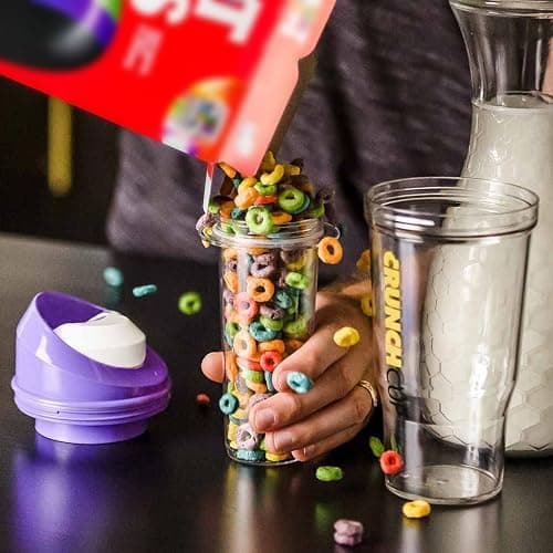 CRUNCHCUP XL Portable Cereal Cup for Breakfast On the Go - Purple | Skip the Spoon and Bowl - Designed for a quick, convenient breakfast at home, on the go, or during busy mornings. thumbnail 4