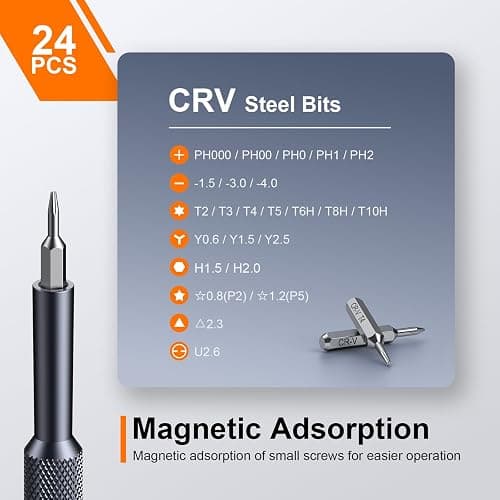 JOREST 25-IN-1 Precision Screwdriver Set, Mini Repair Tool Kit with Torx for Macbook, Computer, Laptop, iPhone, PS5, Xbox, Switch, Glasses, Watch, Ring Doorbell, Electronic, Small Gift Gadget for Men thumbnail 3