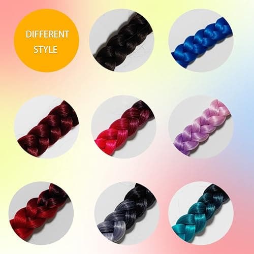 2 Packs Pink and Purple Long Braided Ponytail Extension For Black Women Soft Synthetic Hair Piece For Women with Hair Tie Straight Wrap Around Ponytail Braided Hair Extensions pre Stretched 30 Inch thumbnail 4