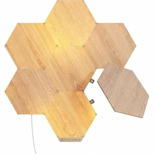 Nanoleaf Elements Wood Look Smart Wall Lights, Hexagon LED Wall Lights Compatible with Alexa Google Assistant, Home Wall Decor for Living Room with Music Sync, Touch Control, Ambient Lighting, 7 PK thumbnail 4