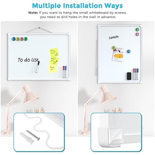 MaxGear Double-Sided Dry Erase Board for Wall, 16"x12" Hanging Whiteboard, Small Dry Erase White Board with 3 Markers&4 Magnets, Portable Whiteboard for Students - Planning, Drawing, Memo, to Do List - White - 16"x12" thumbnail 5