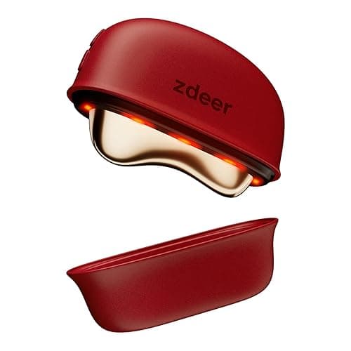 ZDEER GS5 Brass Heated Electric Gua Sha Facial Sculpting Tool with Vibration, Women's Facial Massager, LED Red Light Therapy for Neck & Face, Skin Firming Device, Premium Birthday Gift for Women, Red | Brass Heated Electric Gua Sha Facial Sculpting Tool with Vibration - Image 1