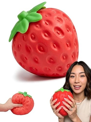 Jumbo Squishy Squeeze, Ultra Slow, Large Shape for Stress Relief, Anxiety | Palm-filling jumbo strawberry squishy with ultra slow rising foam, realistic seed texture, and matte finish - Image 1