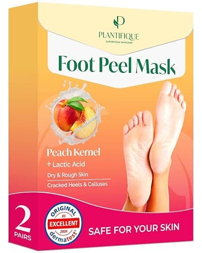 PLANTIFIQUE Foot Peeling Mask 2 Pack | Dermatologically Tested Repairs Heels & Removes Dry Dead Skin for Baby Soft Feet | Exfoliating Foot Peel Mask for Dry Cracked Feet | Peach thumbnail 8