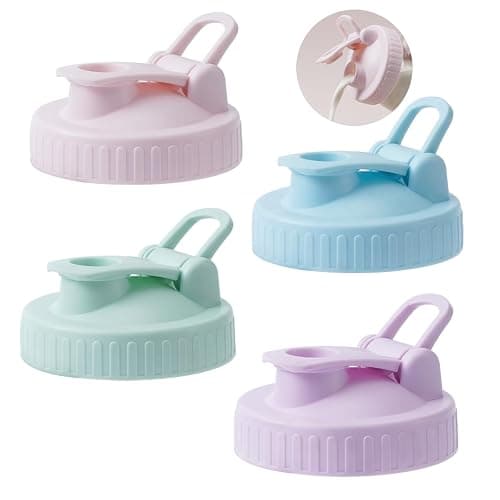 Wide-Mouth Mason Jar Pour Spout Lid - 4 Pack Colorful No Leak Mason Jar Pour Spout Lid, Mason Jar Drinking Lids with Flip Top Easy to Use, No Dripping, Easy to Clean Fit for Mason Jar Pitcher - Image 1