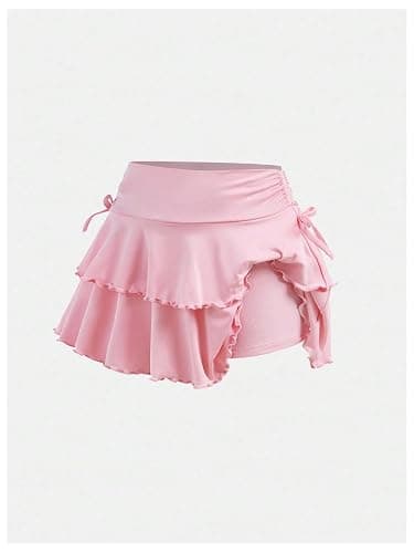 SOLY HUX Girl's Cute Mini Skirts High Waisted Ruffle Layered Skirts Swing Flowy Skater Tennis Skirt thumbnail 5