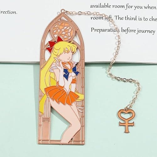 5 Style Anime Magical Girl Book Marks - Metal Bookmarks Gifts for Girls, Anime Fans, Book Lovers Student Men Women, Birthdays, Christmas, Valentine, School Supplies Book Accessory (Orange Girl) thumbnail 5