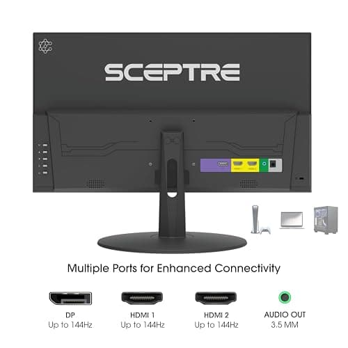 Sceptre New 22-Inch Gaming Monitor, FHD 1080p, Up to 144Hz, HDMI, DisplayPort, Built-in Speakers, Machine Black (E225W-FW144 Series, 2026) thumbnail 4