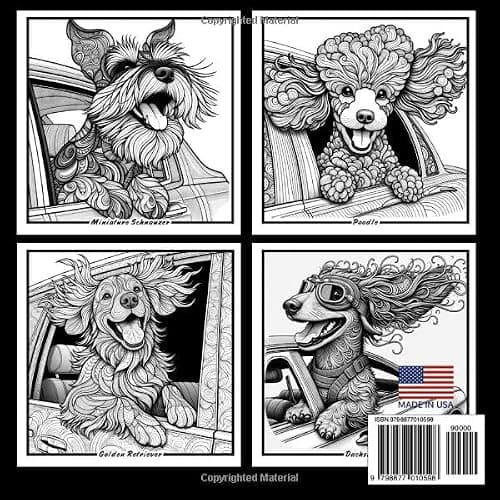 "DOGS-IN-CARS" A Mandala Coloring Book for Boys, Girls, Teens, Men, Women, Adults and Seniors: Large Cute Easy Fun Humorous Activity Book of 50 ... Mindful Inspirational Meditation Dog Images thumbnail 2