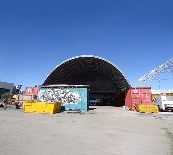 Mytee Products 40'(L) x 40'(W) Shipping Container Canopy Shelter - 21 Oz 610 GSM PVC Dark Gray Cover Storage Container Roof with No End Walls - Durable & Weather-Resistant thumbnail 8