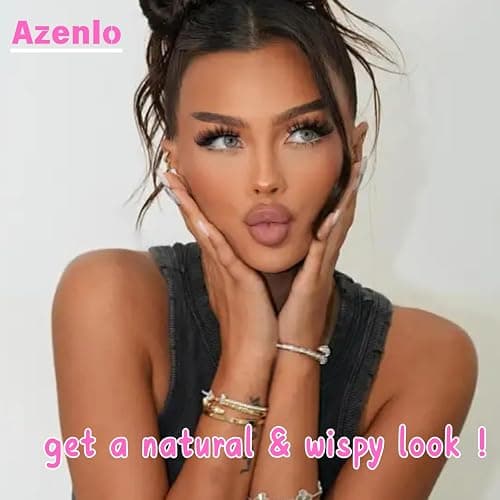 Azenlo False Eyelashes 48 Pairs Faux Mink Lashes 14mm Wispy Lashes 3D Fluffy Cat Eye Lashes Pack Bulk Wholesale Strip Lashes(style 48-045) thumbnail 4