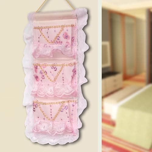[Bud Silk] Pink Lace/Wall Hanging/Wall Organizers/Wall Baskets/Hanging Baskets (11 * 21) thumbnail 2