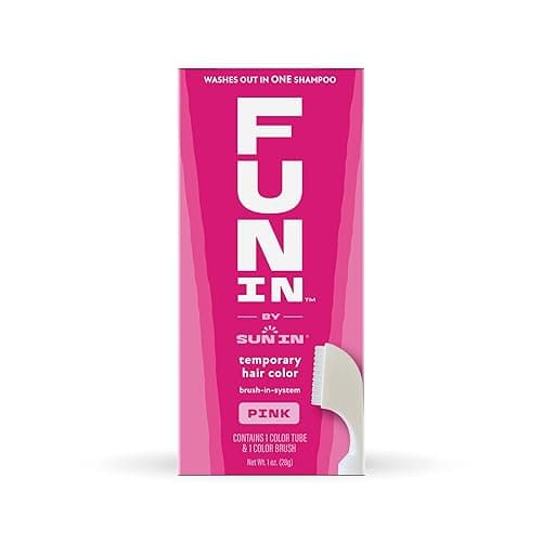 Fun In by Sun In Temporary Hair Color with Easy Brush Applicator for Kids, Teens & Adults - Washable One day color for Festivals, Events & Parties - All Hair Types - Pink