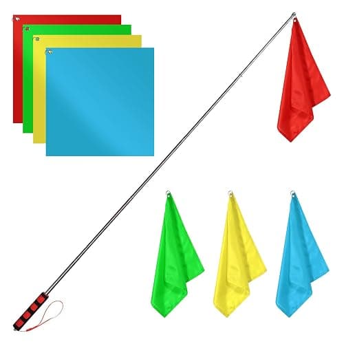 4pcs Horse Training Flag, 5.25 Feet Red Telescopic Flag Poles with 17.1x17.1inch Retractable Horse Training Equipment Horse Flag (Four Colors) - Image 1