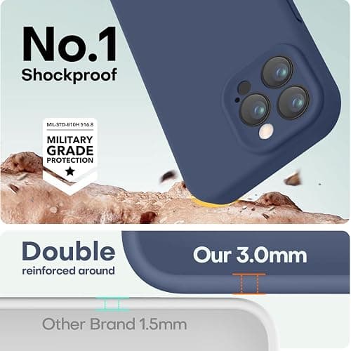 LOVE 3000 Designed for iPhone 15 Pro Max Case, Premium Silicone with [Soft Anti-Scratch Microfiber Lining] Shockproof Protective Phone Case for Men Women Girls 6.7", Navy Blue thumbnail 4