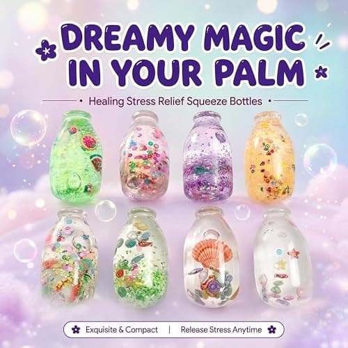 Dreamy Fruit Mini Bottle Squishy Slow Rising Squeeze Toy, Cute Clear Liquid Fidget Sensory Toy, Portable Stress Relief Anxiety Desk Toy Gift for Adults (1PCS Random Color) thumbnail 3