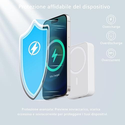 Liverchy Power Bank Magnetico for Magsafe - Compatibile con iPhone 16 15 14 13 12 Series Wireless Caricatore 10000mAh Portatile Powerbank Battery Pack Caricabatterie Rapida Batteria Esterna thumbnail 7
